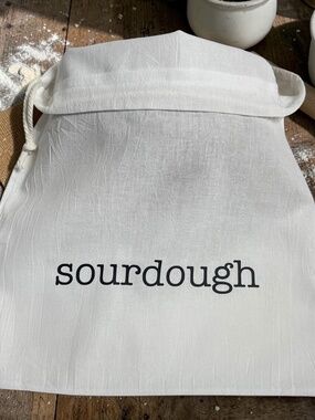 Farmhouse Rustic "Sourdough" Handmade Cotton Linen Bread Bag, Homemade Bread Bag